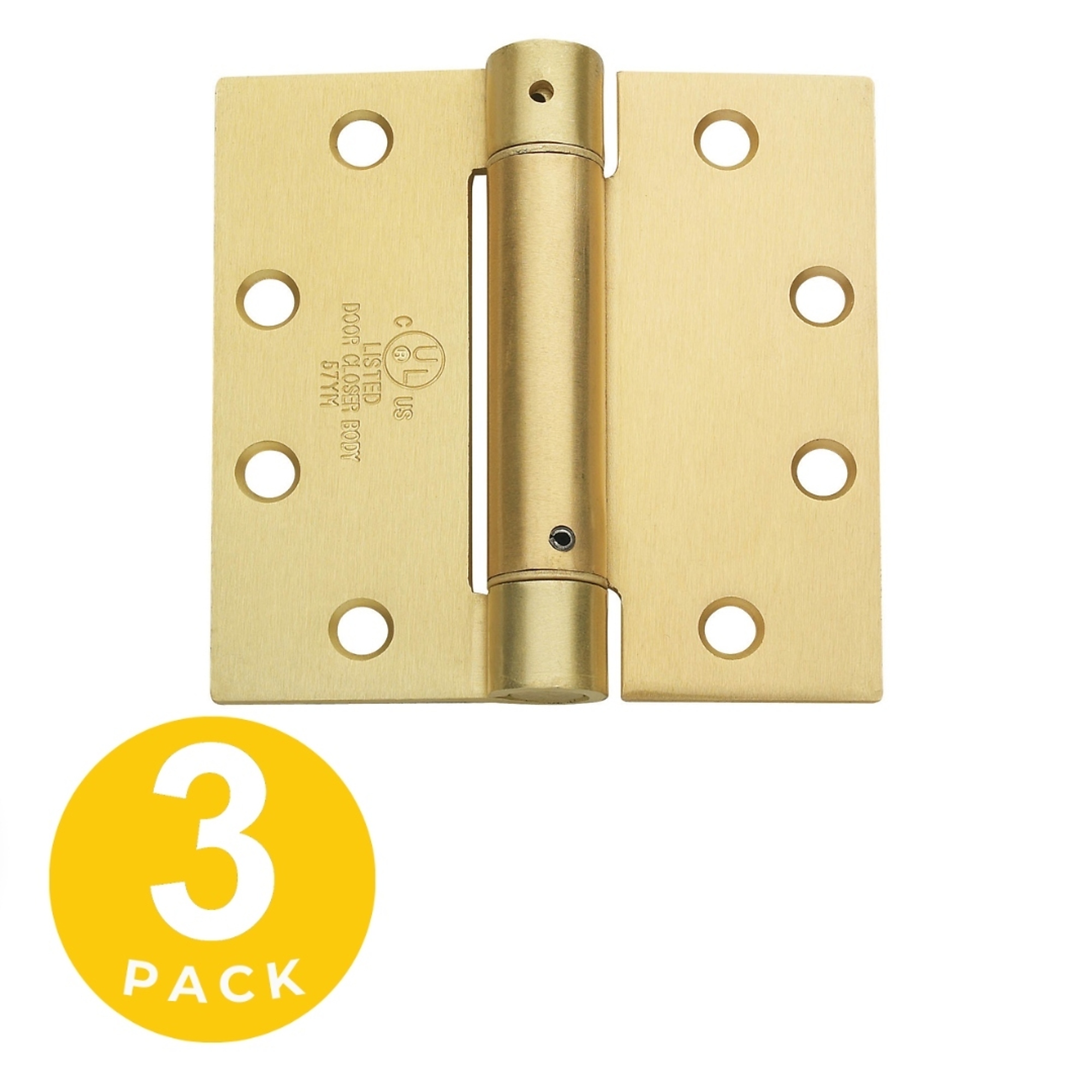 Global Door Controls Commercial Full Mortise Spring Hinge, 3-Pk, Dull Nickel, 4in. x 4in., Model# CPS4040-5/8-US15-3